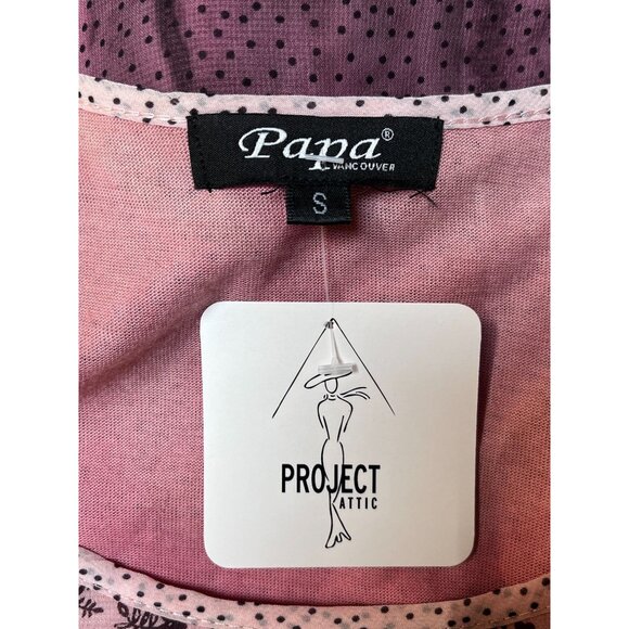 Y2K Fairycore Pink Floral & Polka Dot Chiffon Tunic Top With Asymmetrical Hem - Picture 5 of 8